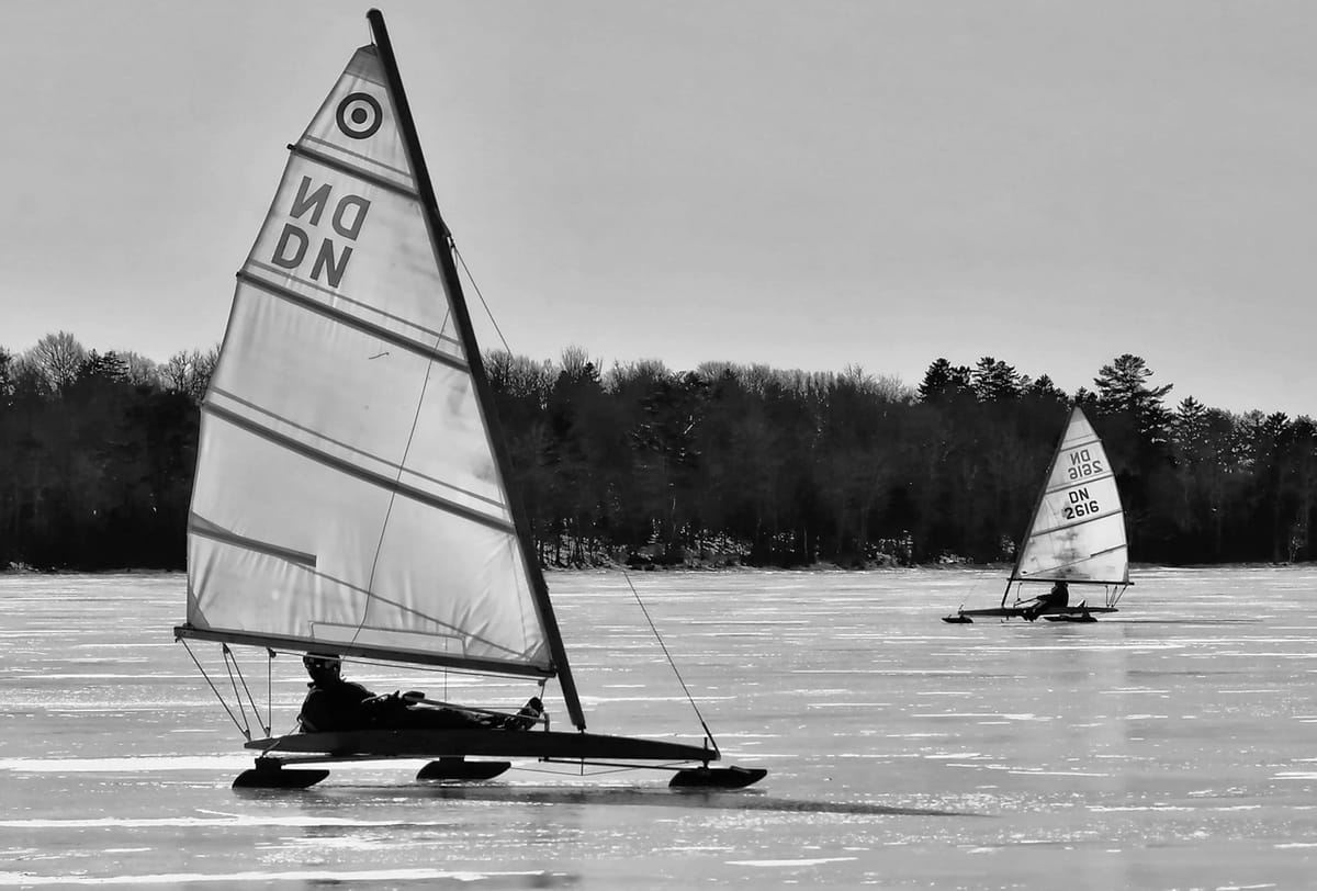 ENJOYING ICE BOATING