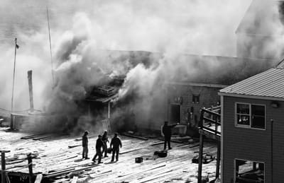 A FIRE in the trap shop, the former Clam Kibben, at the Eastport Chowder House was quickly put out by firefighters on the morning of April 14. See article in this issue about the fire and st