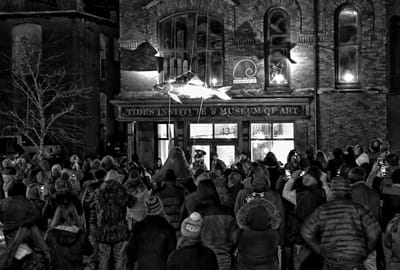 THE GREAT SARDINE DROP drew a large crowd to Bank Square in Eastport to celebrate the new year. (Don Dunbar photo)