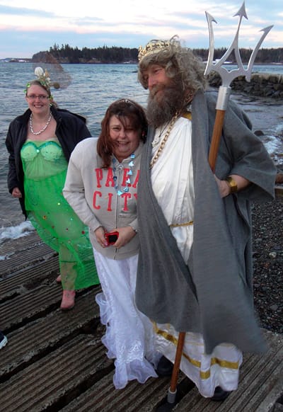 SEAWEED, SHELLS, LOBSTERS AND CRABS adorn King Neptune's brides during the recent Lost Fishermen's Memorial benefit in Lubec. The event netted over $4,000. (Chessie Crowe Gartmayer photo Sub