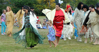 TUTUWAS, or the Pine Needle Dance, is performed by Passamaquoddy women during the ceremonial dances held on Sunday, August 14, as part of the Indian Day celebration at Sipayik. (Edward Frenc