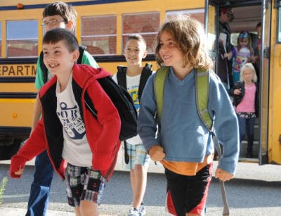 ON THE FIRST DAY OF SCHOOL, students at the Eastport Elementary School are eager to begin their classes. (Edward French photo)