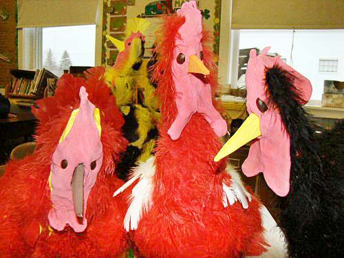 SPRING CHICKS, recently hatched at the Whiting Village School, are the creation of the third and fourth grade students and art teacher Lisa Marie Bartlett. (Chessie Johnson photo)