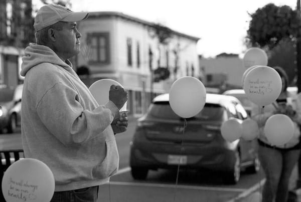 NOEL FRANCIS proudly shares his story about his seven and a half years of sobriety during the candlelight vigil held in Calais in recognition of International Overdose Awareness Day. (Robin 