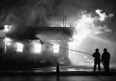 A CONTROLLED BURN was conducted by the Dennys River Fire Department at the former Brown's store at the corner of Route 1 and Route 82 on Friday, October 21. Dennysville First Selectman Bill 