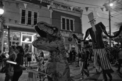CREATURES from dinosaurs to Uncle Sam made their way through downtown during the Torchlight Parade during the Eastport Fourth of July celebration. (Don Dunbar photo)