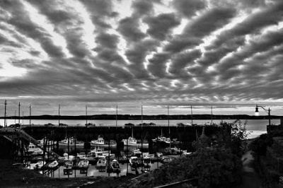 RIPPLING WAVES of clouds appear over the Eastport breakwater one October morning. (Don Dunbar photo)