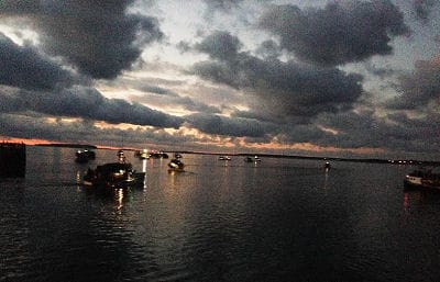 HEADING OUT at first light from North Head, Grand Manan, to set their traps are lobster boats on the first day of the season, November 11. (Bonnie Morse photo)