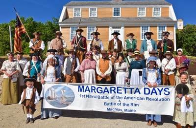 CELEBRATING THE FIRST NAVAL BATTLE OF THE AMERICAN REVOLUTION, the Margaretta Days Festival was held on June 16 in Machias. Shown is the Machias Committee of Safety, a new group of reenactor