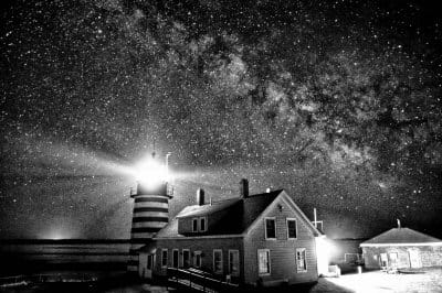 THE MILKY WAY RISES over West Quoddy Head Lighthouse in the early morning of May 5. (Don Dunbar photo