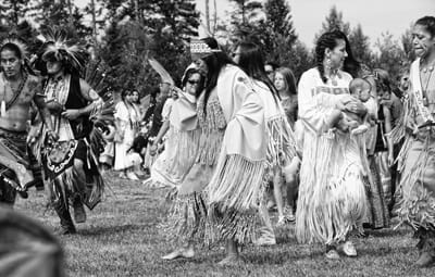 THE WELCOME DANCE is performed during the Ceremonial Indian Dances on August 12 at Sipayik. Indian Day celebrated the Passamaquoddy culture and brought healing through singing and dancing. (