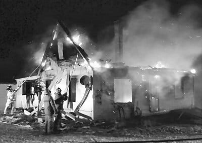 FIRE DESTROYED an unoccupied Gin Cove Road house in Perry on Sunday, January 9. The fire has been deemed of suspicious origin. Approximately 10 structure fires have occurred in the town in t