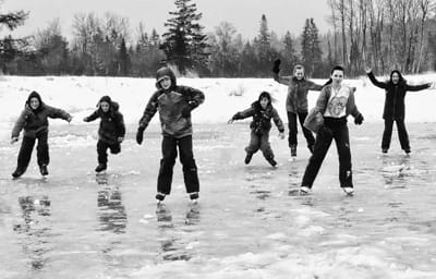 LOOK, MA, NO HANDS! Skating was among the outdoor activities enjoyed during the Winter Sports and Fun Day sponsored by Stronghearts at the Pottle Tree Farm in Perry on February 10. (Don Dunb
