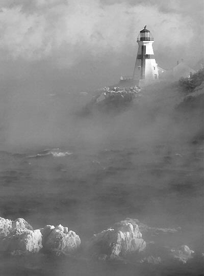 SHROUDED in sea smoke and ice is Head Harbour Lighthouse on Campobello. (Chessie Crowe Gartmayer photo)