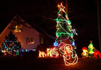 DECK THE HALLS and have a festive holiday mood gazing upon Lubec's decorated homes. (Chessie Crowe Gartmayer photo)