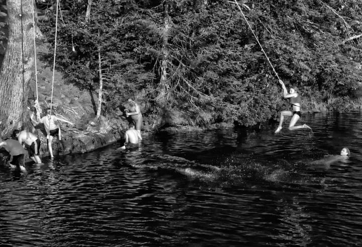 COOLING OFF on a hot summer's day are these youth at Little Falls in Pembroke. (Edward French photo)