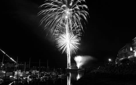 A grand show of fireworks lit up the sky the night of the Fourth. The display was considered one of the best ever (bottom). (Don Dunbar and Edward French photos)
