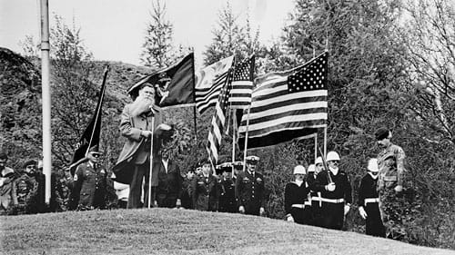 SPEAKING ON MEMORIAL DAY several years ago at services held at the Hillside Cemetery in Eastport is John Pike Grady, a proud World War II veteran. For his many contributions to the community