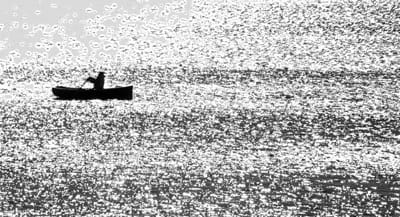 ROWING off Eastport on a cold winter’s day is Drew Proctor. (Edward French photo)