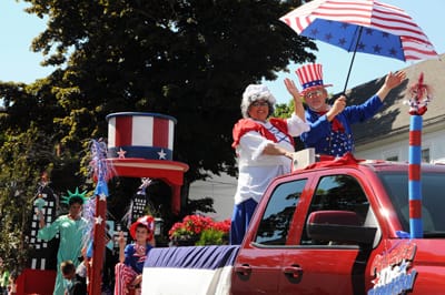 KEEPING COOL ON A HOT FOURTH! The Vintage Fun float sponsored by Artemis’s Attic, Hair I Am and Mercier’s Salon of Calais won second place in the Grand Independence Day Parade in Eastport ov